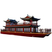 木船画舫船大型水上观光旅游船餐饮船实木质仿古电动游船民宿房船