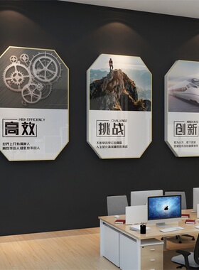 办公室墙面装饰企业文化激励志标语团队纸公司会议室背景字挂画