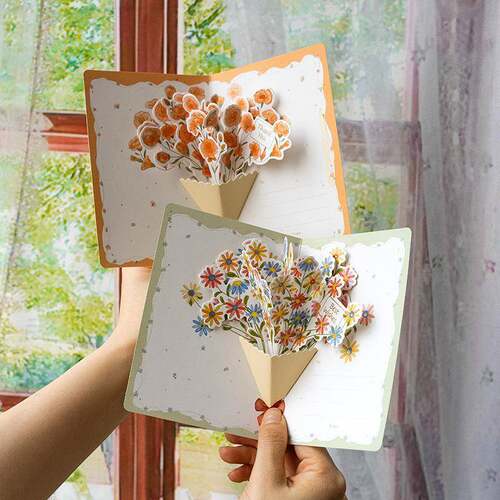 3d blank greeting cards mothers day card goodbye立体花束卡。