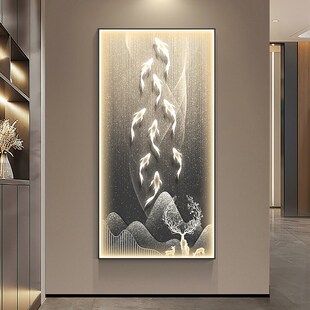 饰画九鱼图高级感过道挂画简约抽象入户正对门壁画 现代轻奢玄关装