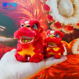 饰保平安招财 手工文创国潮醒狮舞狮手工汽车车载车内中控小摆件装