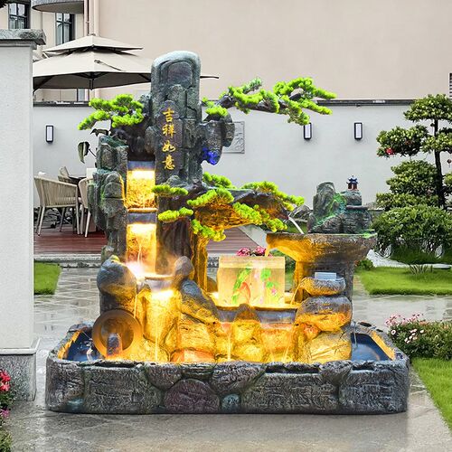 双面大型假山流水喷泉户外庭院花园鱼池景观室内阳台公司落地摆件