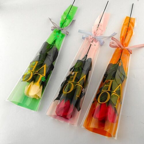 新款love鲜花单支o袋花束花店花艺包装袋材料一只枝玫瑰花塑料套