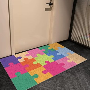 拼图入户门地垫门口n玄关进门脚垫可裁剪丝圈耐脏进户门垫防滑地