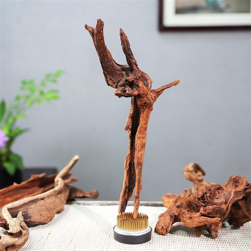 摆件花叶花艺沉木式枯木造景木雕居中树根禅意桌面插花天然实木