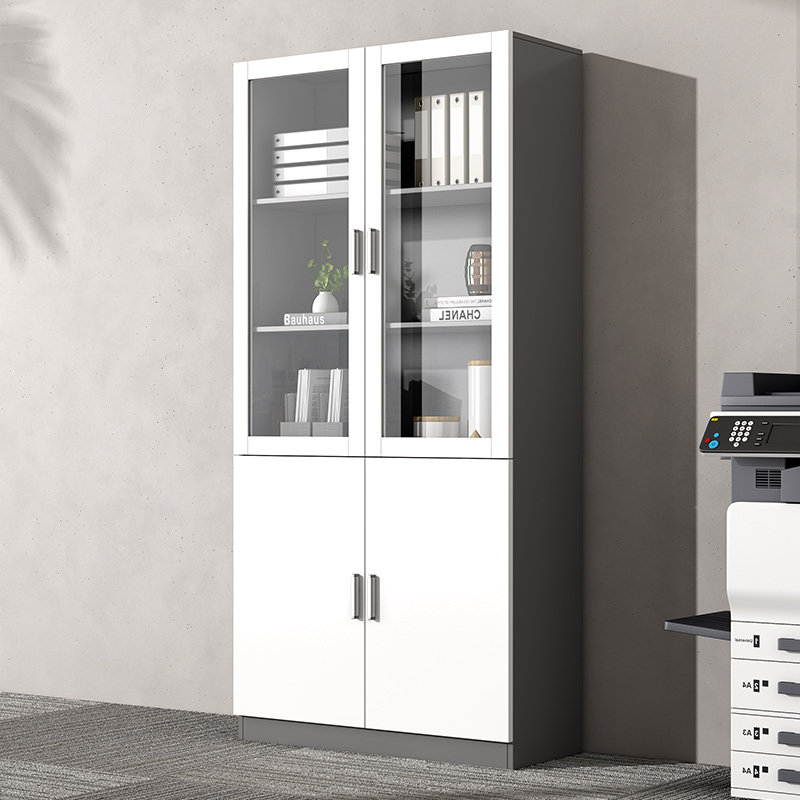 防尘书柜带玻璃门模型展示柜轻奢靠墙储物柜子陈列置物柜落地书架