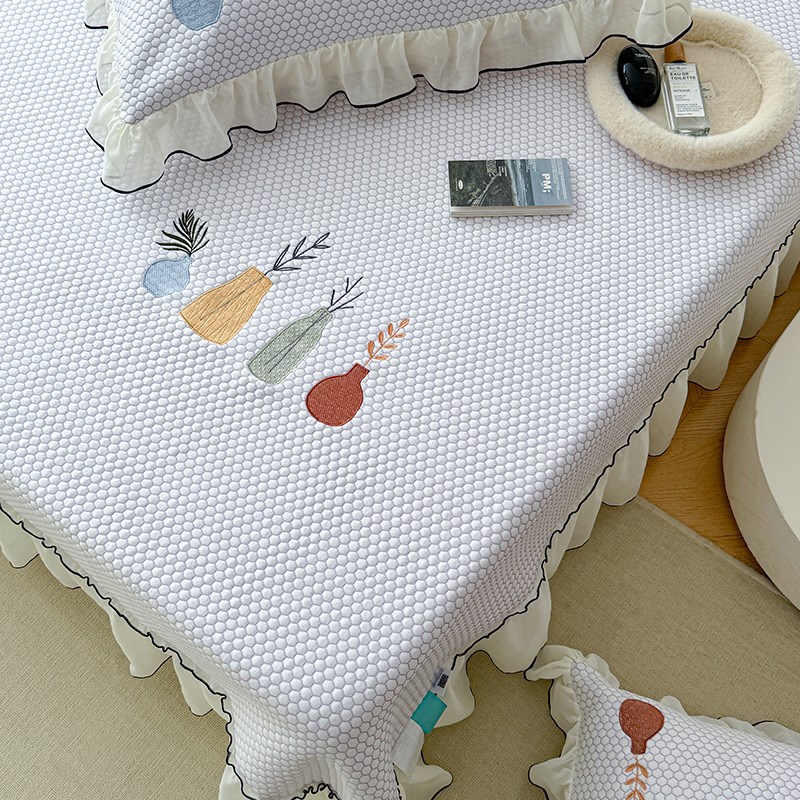 超凉感3D冰豆豆凉席a类母婴级床笠款冰丝软席可机洗花边床裙款