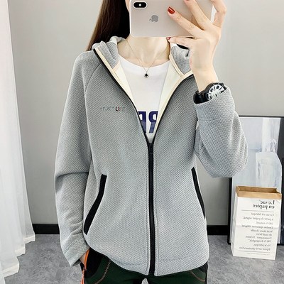 户外运动休闲连帽抓绒衣女上衣保暖冲锋衣M内胆摇粒绒外套开衫春