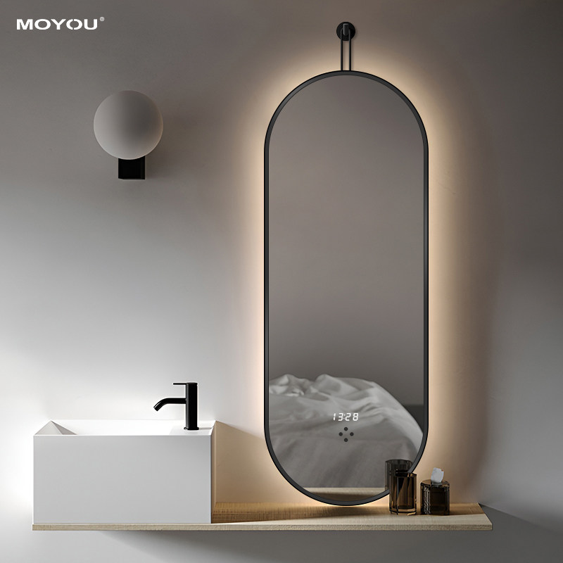 厕所智能浴室镜挂钩式洗手间洗漱台梳妆镜挂墙式卫生间镜子led灯