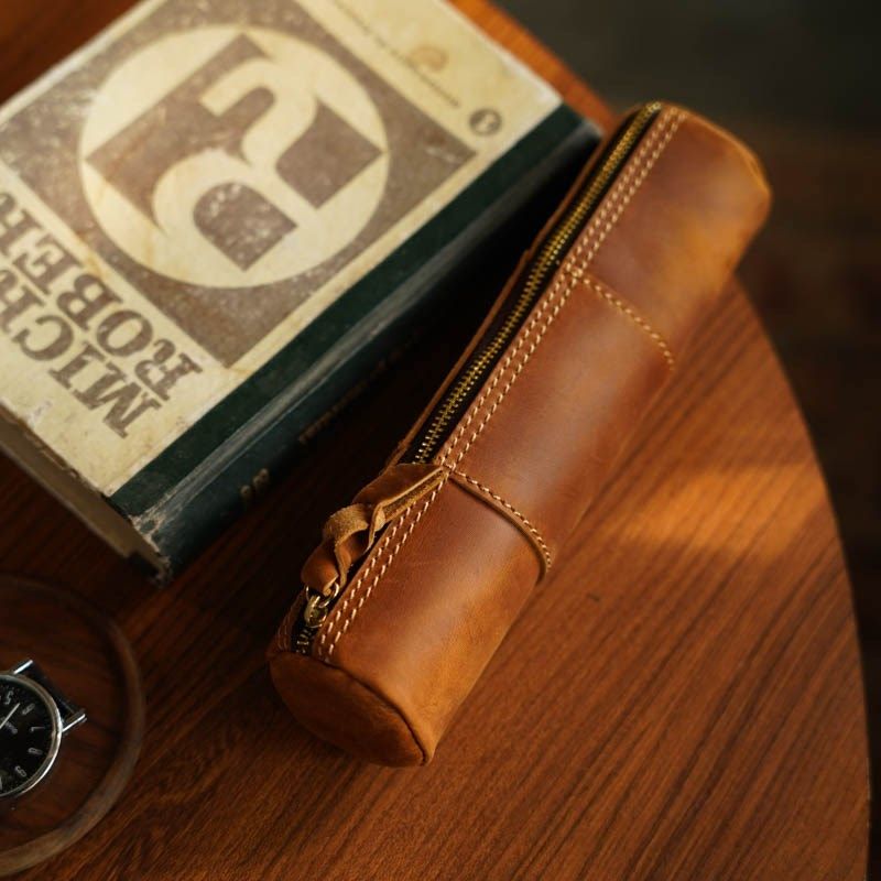 新款复古真皮拉链笔袋头层疯马皮手工零钱包学生笔袋文具收纳包,文具电教/文化用品/商务用品,笔袋,淘宝优惠券,粉丝福利购,淘宝优惠卷