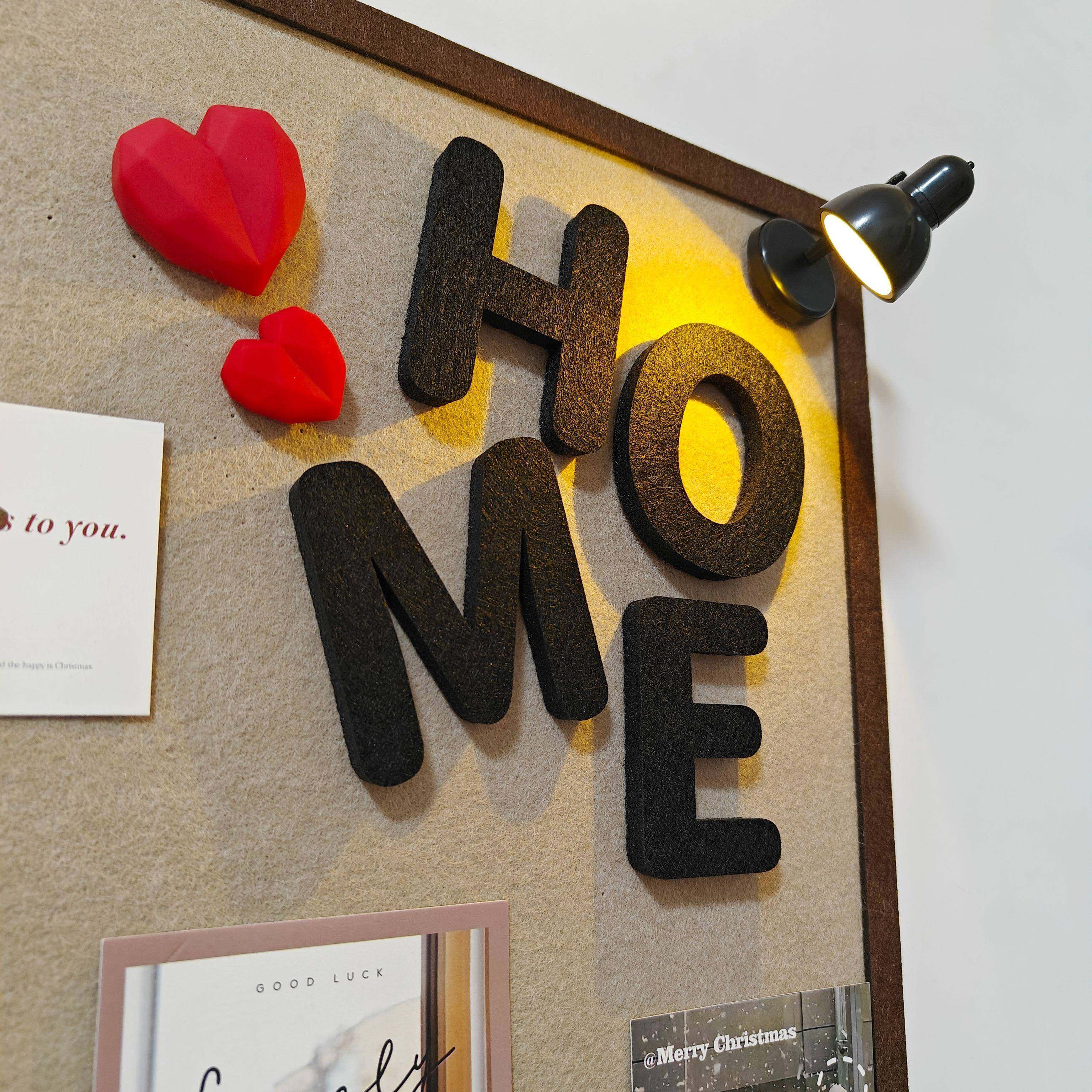 小红书同款HOME字母毛毡板软木板照片墙字母定制墙贴冰箱墙面装饰