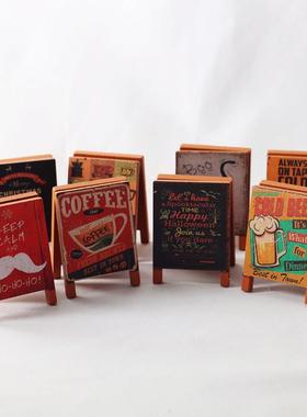 迷你复古招牌模型娃娃屋木制黑板画 圣诞节装饰万圣节日微缩场景