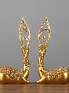 招财鹿客厅玄关装饰摆件家居创意欧式电视柜酒柜酒架软装工艺礼品