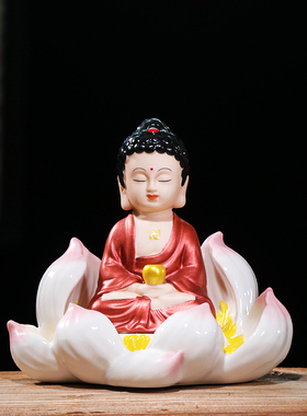 陶瓷保平安莲花如来佛像观音菩萨客厅中式玄关创意家居装饰品摆件