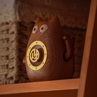 时来运转《转运神喵》高档实木桌面摆件招财好运生日结婚伴手礼物