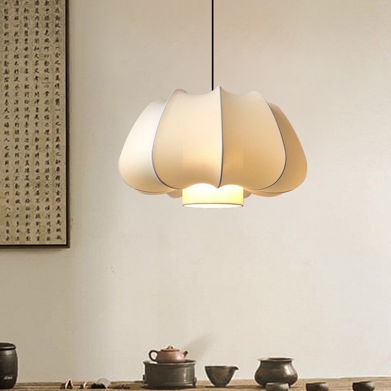 定制酒餐饮日式禅意客厅网红卧室粉色儿童公主房水母造型布艺吊灯