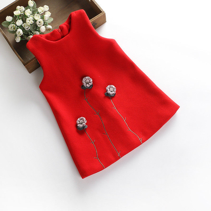 2021秋冬款女童装3-5-8岁宝宝背心连衣裙公主毛呢加厚无袖打底裙