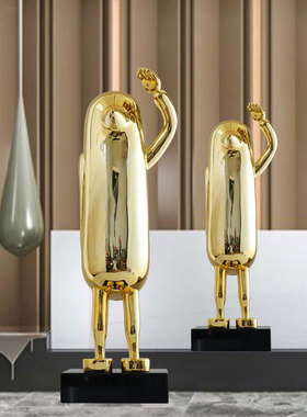 酒店前台雕塑摆件北欧家居客厅电视柜玄关卡通敬礼企鹅装饰艺术品