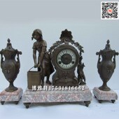 钟表铸铜理石纯铜表芯大理石机械座钟整套花瓶搭配欧式 条案古典钟