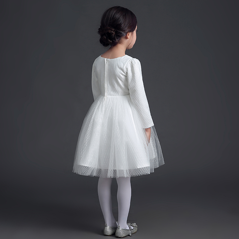 女童礼服长袖公主裙蓬蓬裙儿童礼服婚纱裙钢琴表演服花童礼服女冬