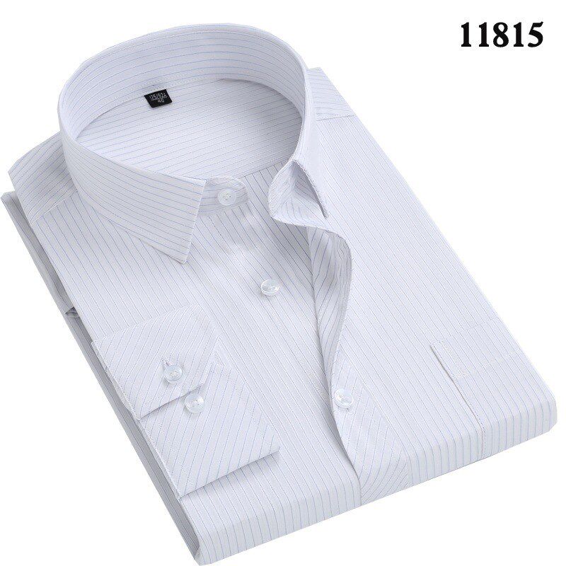 春夏季中年条纹格子男衬衫长袖中老年爸爸装宽松版老人爷爷上衣秋