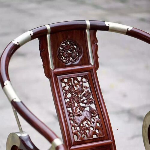 红木赞比亚血檀麒麟交椅三件明中式紫檀家具折叠椅圈椅太师椅