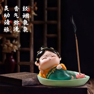 唐小圆香插盘香座创意爱香托爱唐仕女底座桌面香盘托盘