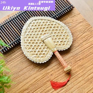 全球购麦秸扇子手工编织老式 儿童古 大蒲扇芭蕉团扇草编夏季