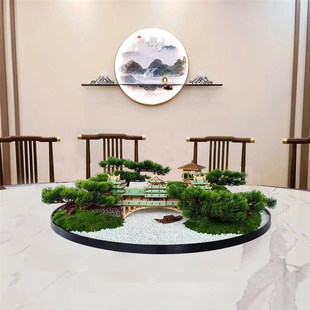 餐桌中间摆大圆桌转盘中间景观新微缩景观盆景艺沙盘