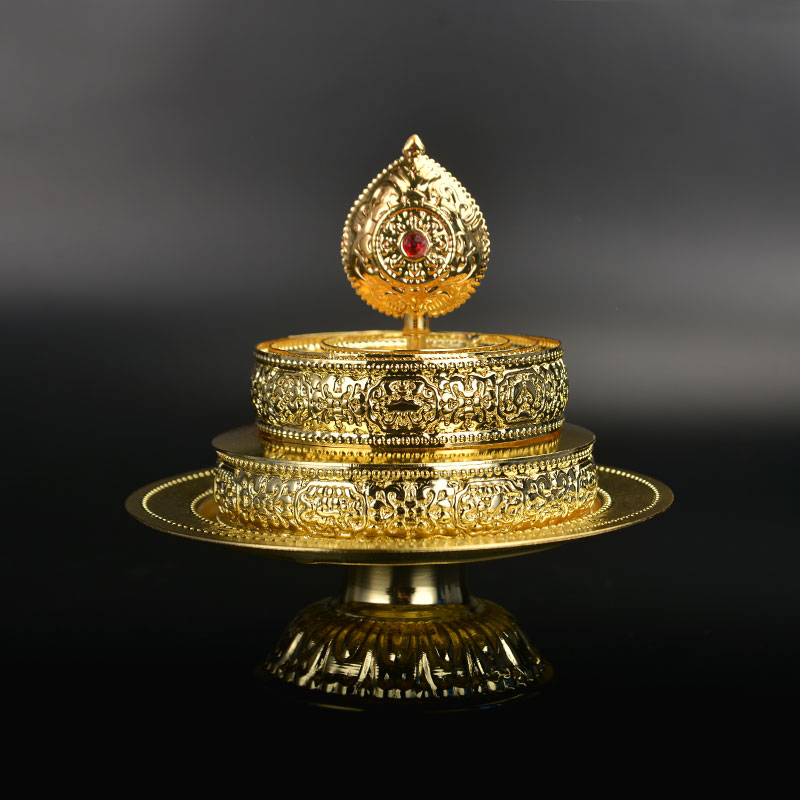 合金曼扎盘八吉祥曼茶罗修曼扎盘 修盘 曼达盘小号含托盘送宝石