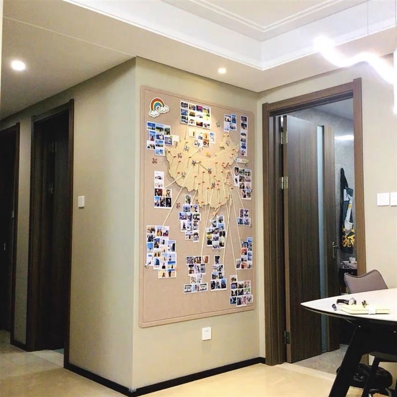 毛毡地图旅行足记打卡照片墙创意背景in装饰板墙贴免打孔软木板