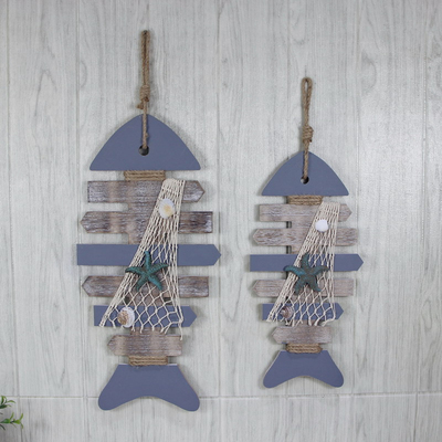 地中海鲸鱼挂牌仿真鱼形挂件创意鱼骨墙壁挂饰海洋风格装饰品墙饰