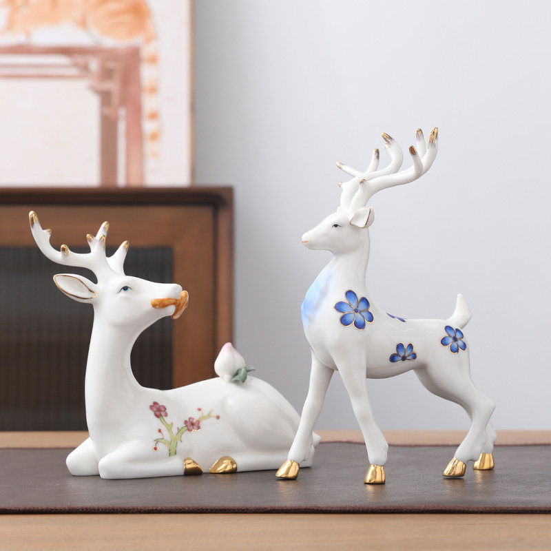 陶瓷鹿家居客厅电视柜玄关酒柜装饰招财摆设现代乔迁礼品,家居饰品,装饰摆件,淘宝优惠券,粉丝福利购,淘宝优惠卷
