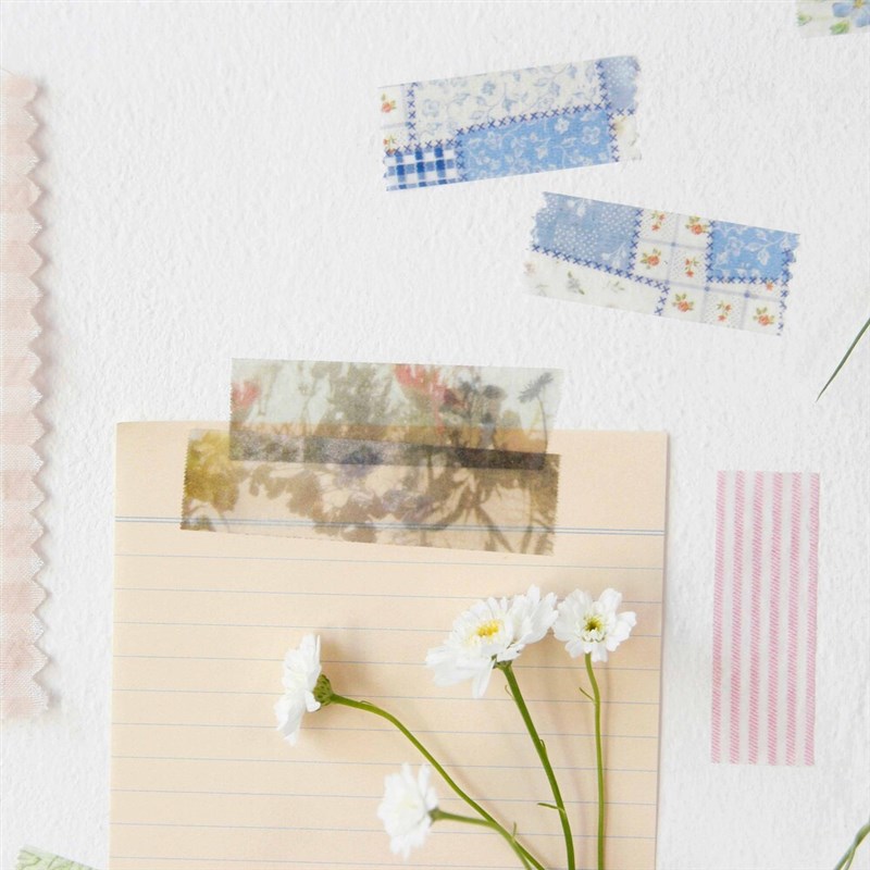 韩国Boki可爱碎花格子美纹花边手帐素材封边纸质可撕胶带贴in风