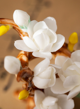 新陶瓷奼紫嫣红手捏书房纯手工瓷镇纸装饰品