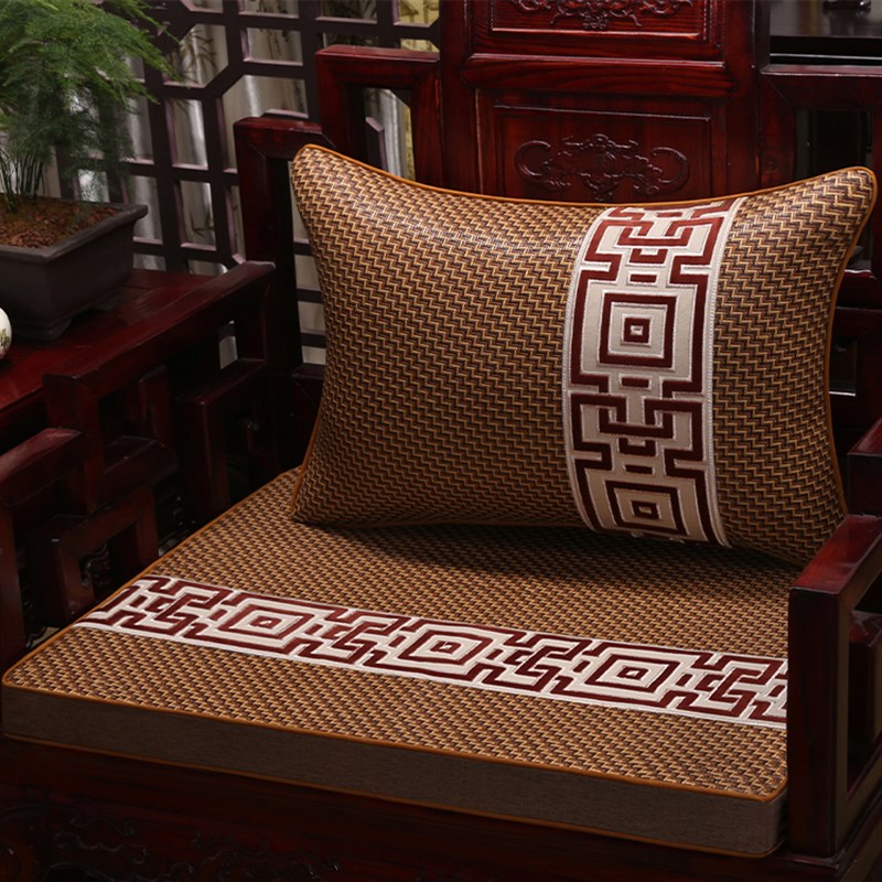 夏季红木沙发坐垫凉席垫中式椅子藤席垫家用办公室椅垫子防滑