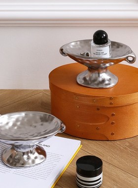 CMYD复古双耳高脚托盘香插底座陶瓷家居饰品收纳盘装饰摆件肥皂盒