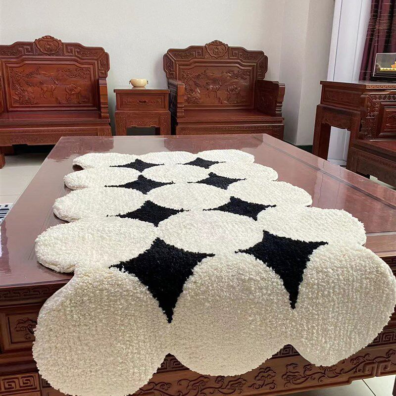 现代纯色簇绒地毯入户客厅卧室床边异形长绒茶几地垫浴室吸水