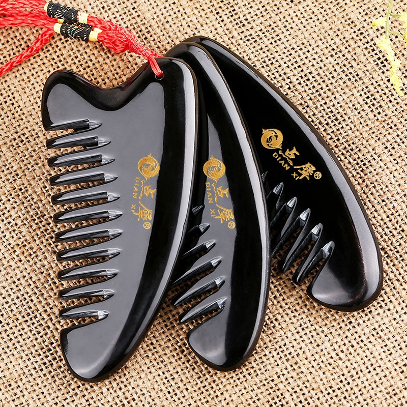 点犀天然水牛角梳加厚经络按摩梳头部刮痧梳做头疗的梳子家用实用