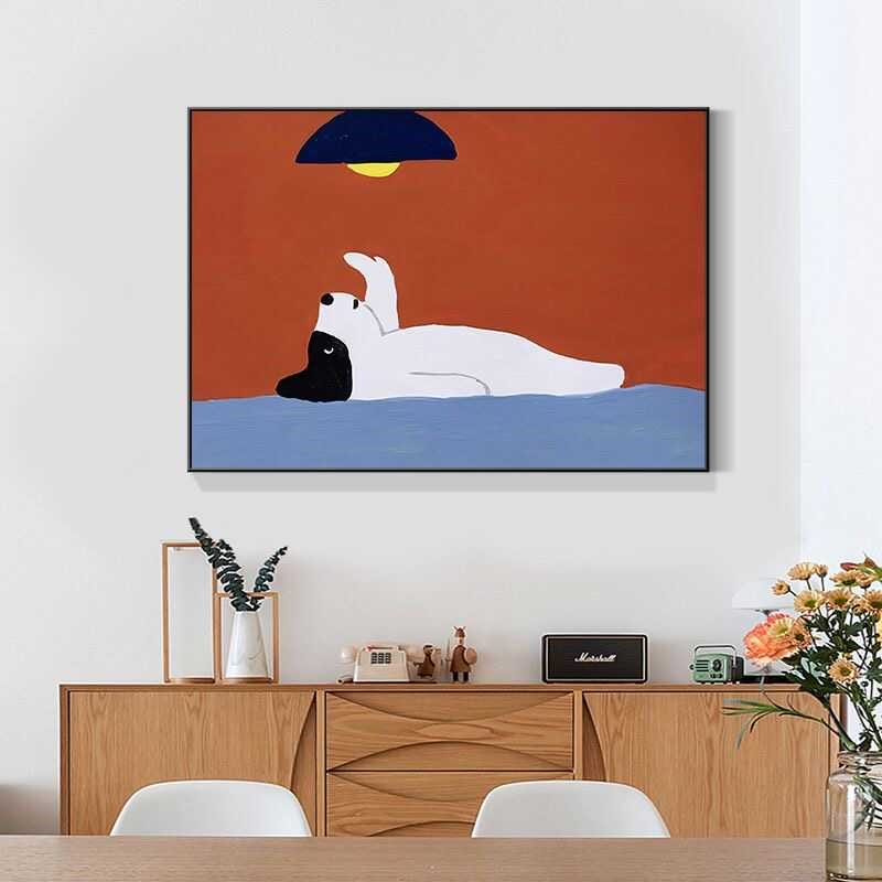 中古风电表箱装饰画卡通动物多巴胺复古高级配电箱电开关遮挡挂画图片