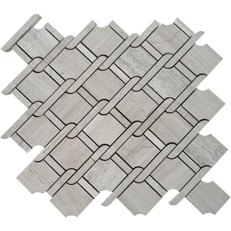灰色大理石马赛克瓷砖吧台石材灰木纹编织淋浴房地砖浴室墙贴客厅