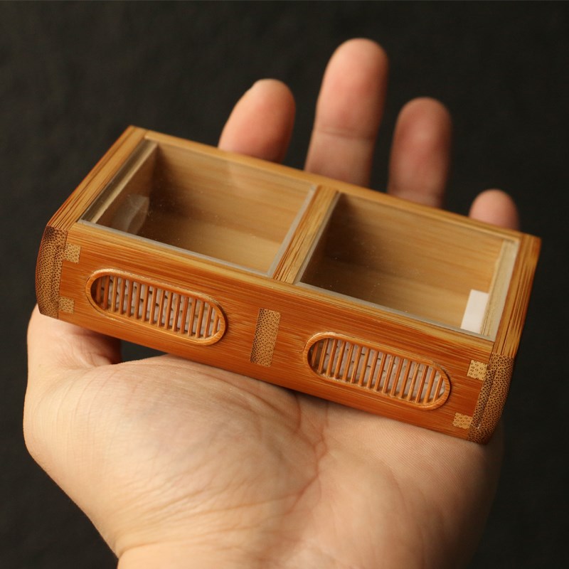 沪上海派老艺人纯手工精工榫卯结构室竹蛉盒00目精打磨鸣虫具