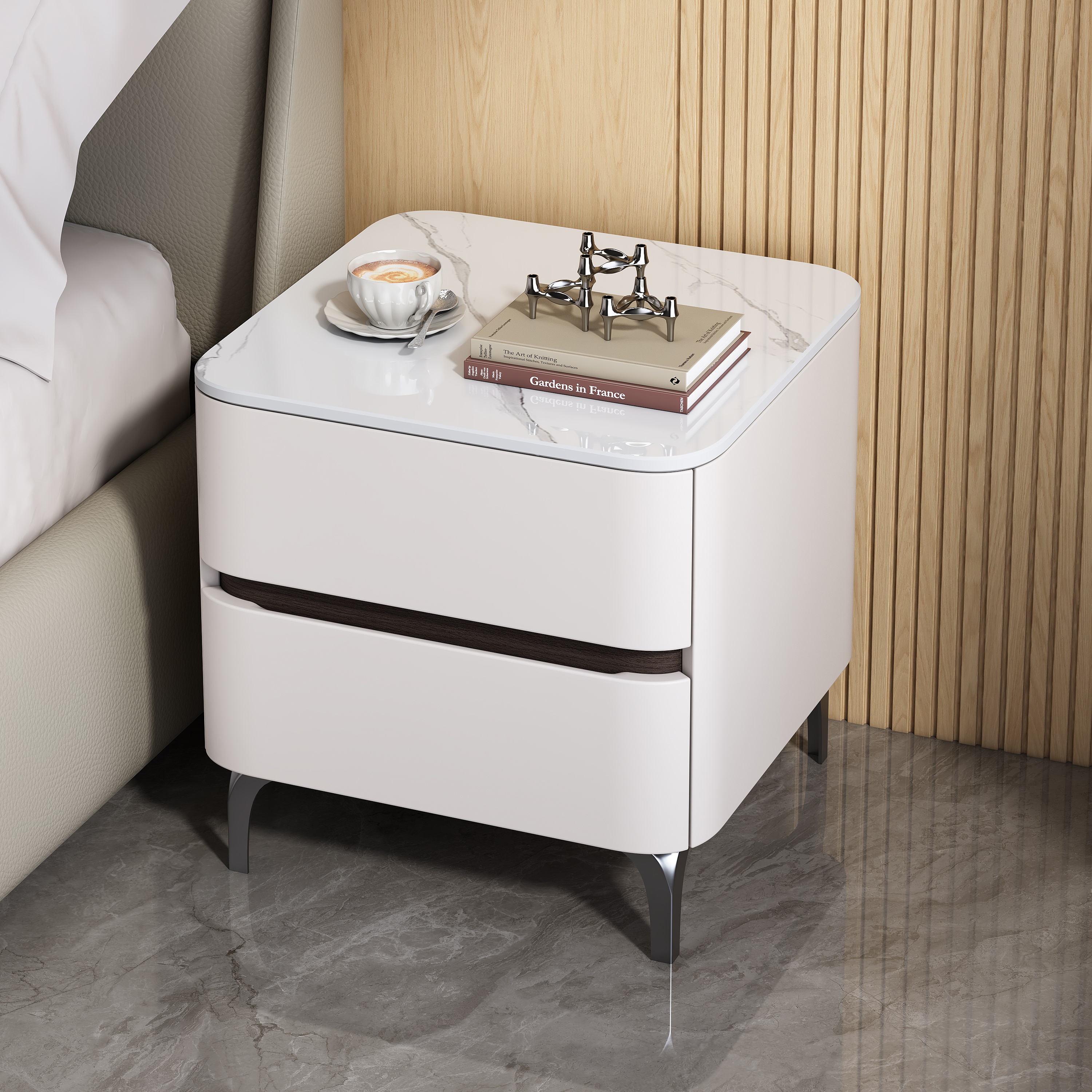 意式极简实木床头柜轻奢高级感主卧现代简约带抽收纳柜卧室储物柜