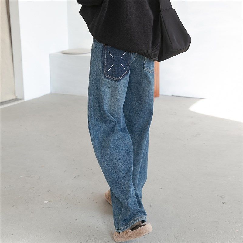 小众设计~孕妇牛仔裤秋冬复古拼接加绒松垂感直筒阔腿拖地裤子,孕妇装/孕产妇用品/营养,孕妇休闲裤,淘宝优惠券,粉丝福利购,淘宝优惠卷