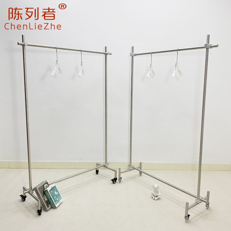 服装店展示架不锈k钢挂衣架可移动落地式男女装店买手店陈列架极图片