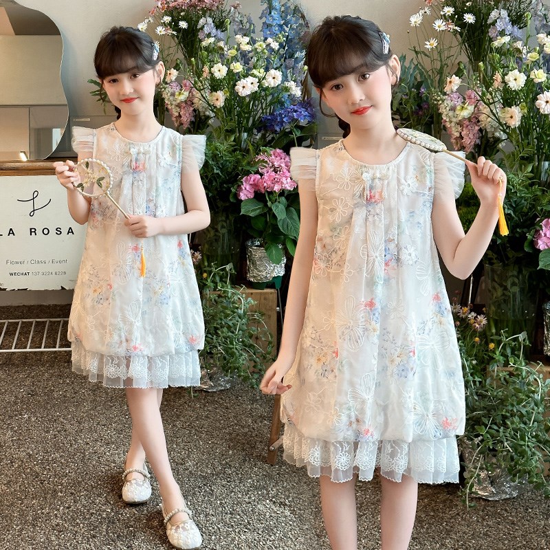 女童连衣裙夏季2025新款大儿童装国风旗袍裙小女孩新中式公主裙子