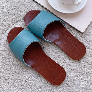 清凉牛皮拖鞋夏季居家拖鞋室内家居地板家用O防滑防臭凉拖鞋薄底
