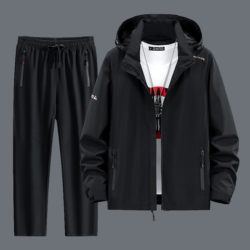 高级感防水冲锋衣运动套装男春秋季外套休闲男装一套搭配防风夹克,男装,休闲运动套装,淘宝优惠券,粉丝福利购,淘宝优惠卷