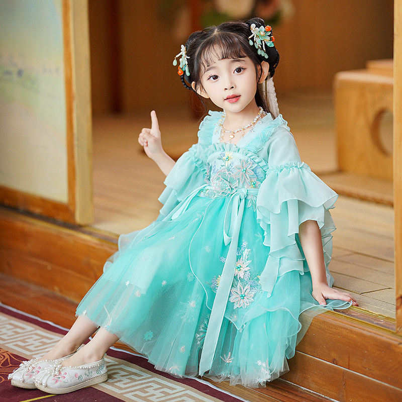 汉服女童连衣裙夏季2023夏装新款儿童公主裙超仙古风古装裙子夏天图片