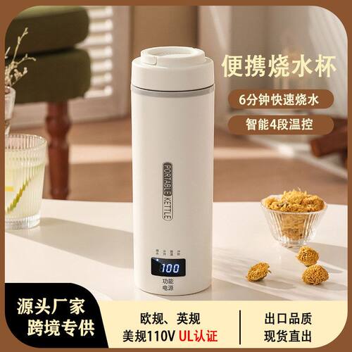 316110V跨境便携式欧规美规英规保温 烧水杯烧电热杯水壶 不锈钢